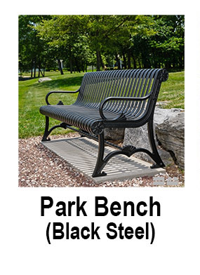 black steel park bench