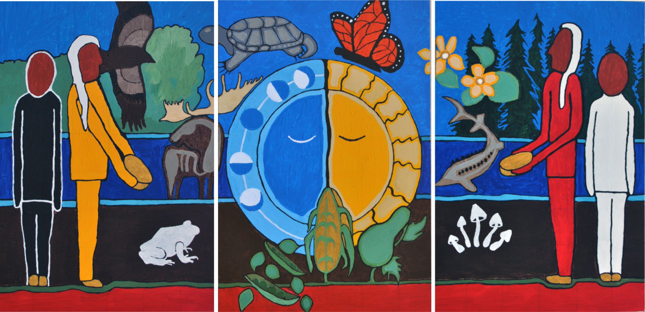 “Gifts from Mother Earth,” presented to the Municipality of North Grenville by local artist Finian Paibomesai in 2022. <br />The original mural is on display in the front lobby of the North Grenville Municipal Centre. “Gifts from Mother Earth,” presented to the Municipality of North Grenville by local artist Finian Paibomesai in 2022. The original mural is on display in the front lobby of the North Grenville Municipal Centre.