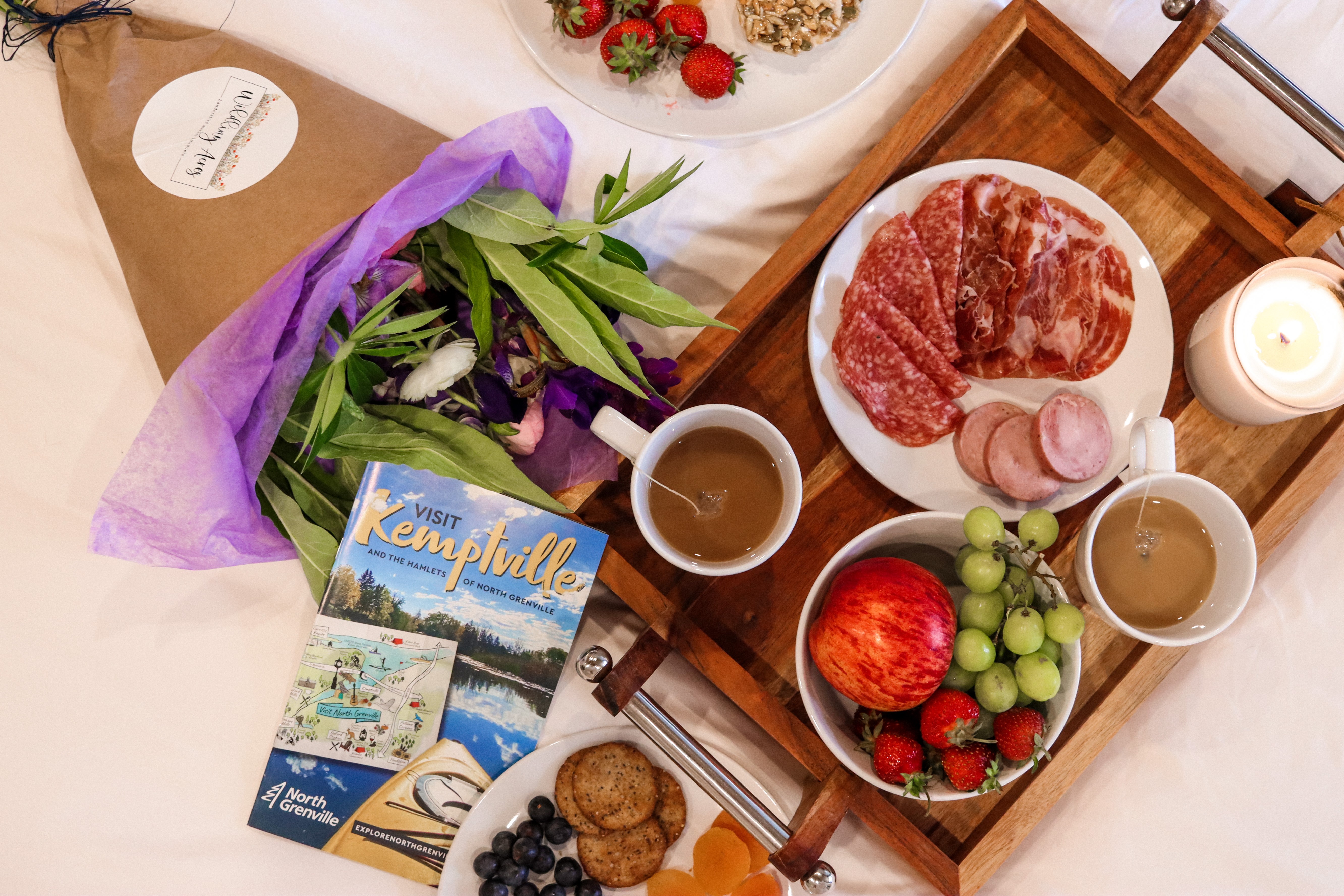 Platter of food with visitor guide