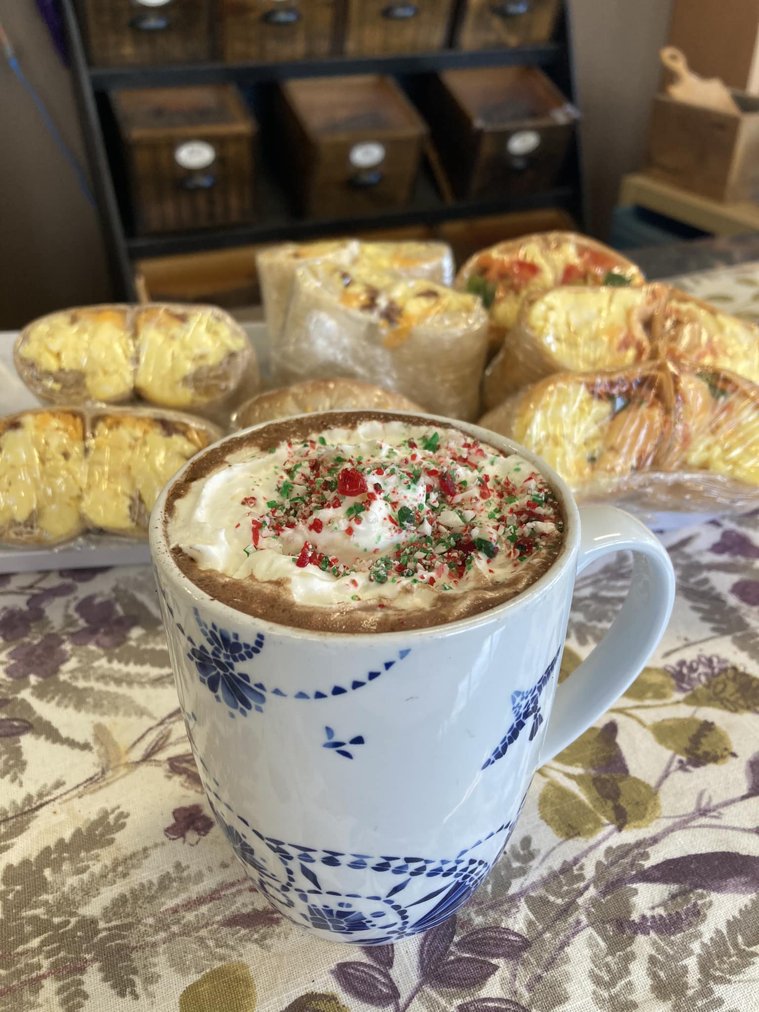 coffee mug with christmas sprinkles