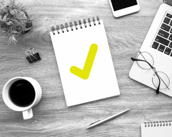 Register to Vote image with computer, notebook, pen, coffee