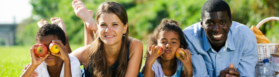 Family in a park having a picnic
