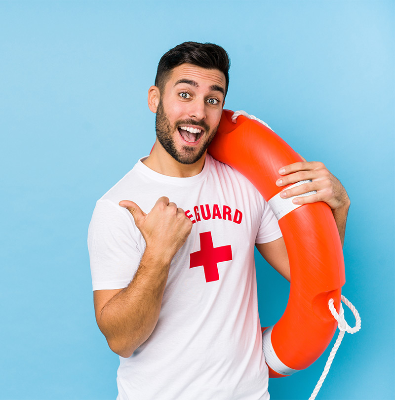 Lifeguard with thumbs up