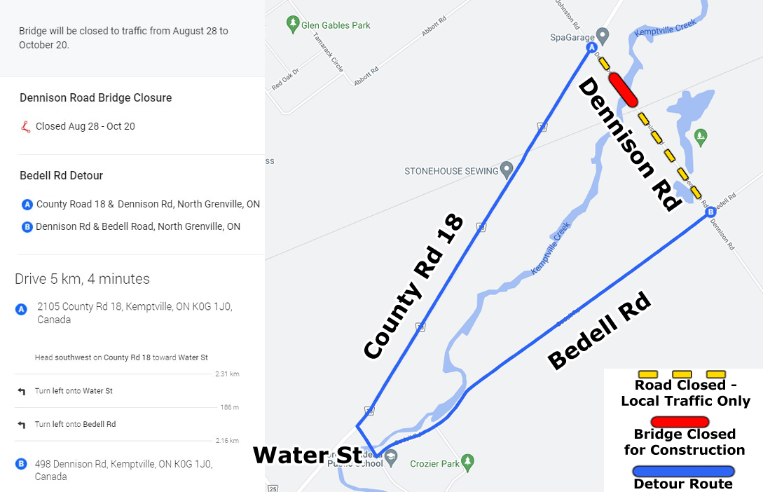 Dennison Bridge Detour Map