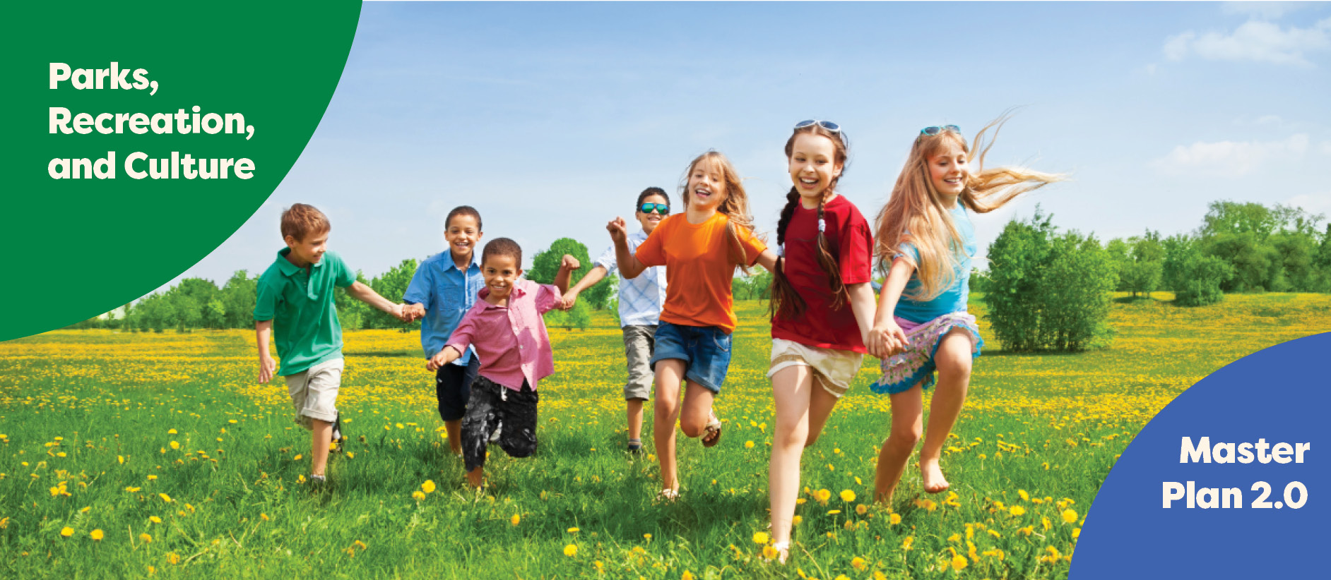 Happy, laughing children running carefree through a field