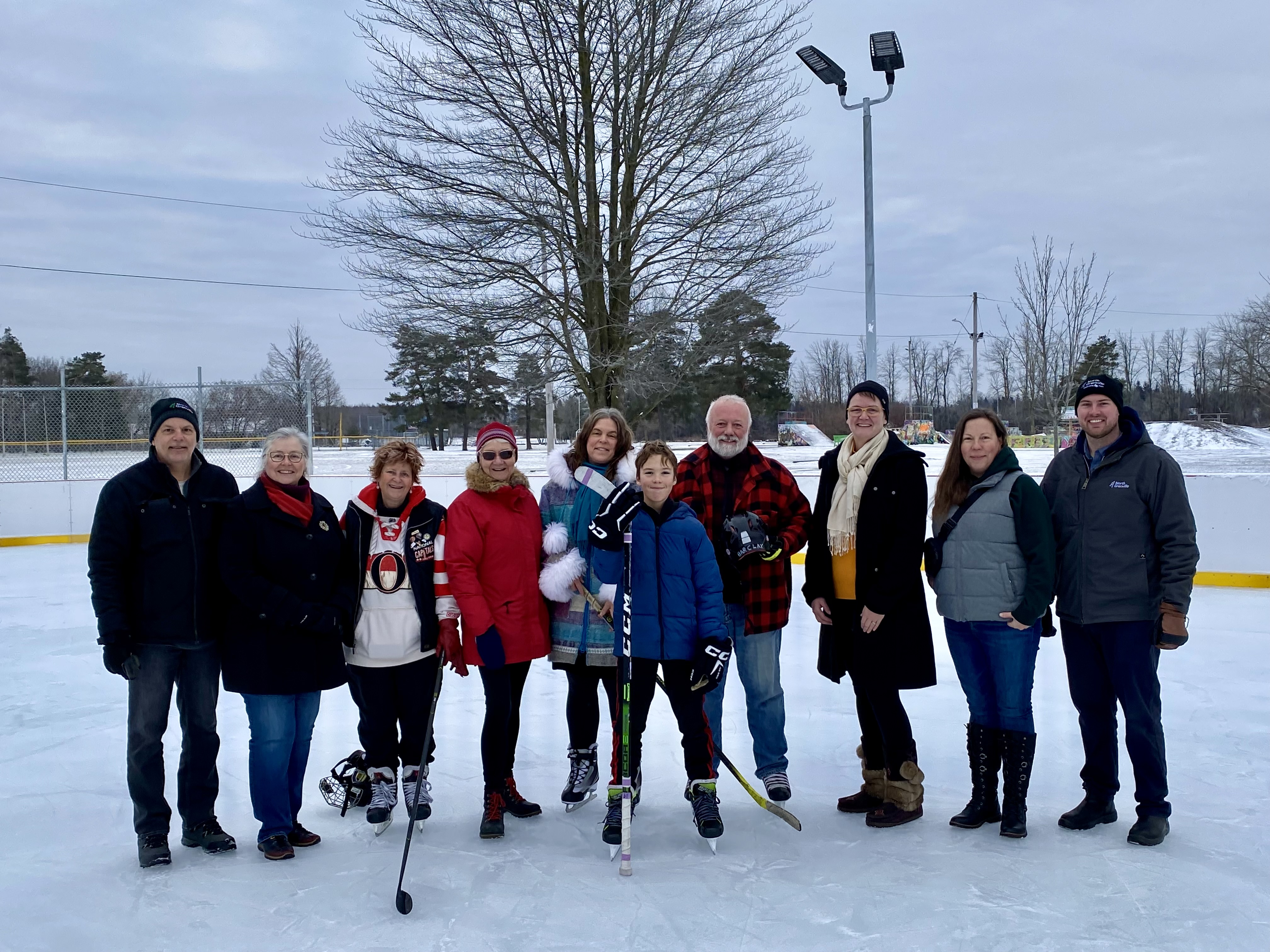 Council and staff at Riverside Park Outdoor Rink 