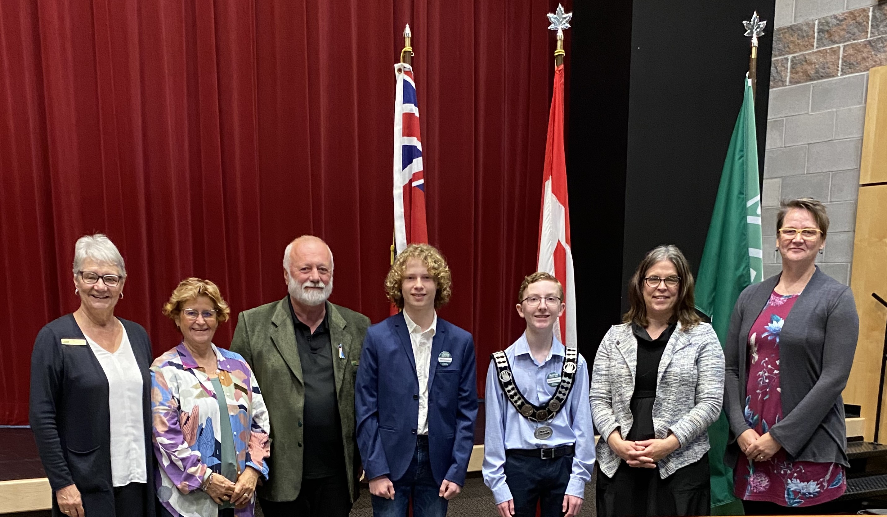 Mayor and Council with local youth deputized as Mayor and Deputy Mayor for the Day 